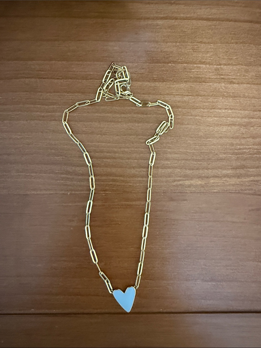 Gold Chain Necklace with Blue Heart Pendant - Women Jewelry